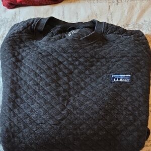 L.L. Bean Black Crewneck Quilted Sweater